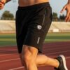 Men’s Running Shorts, Breathable Athletic Black Color Shorts with Moisture-Wicking Fabric & Zipper Pockets for Gym, Workout & Sports