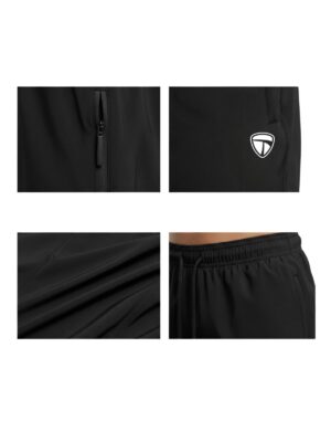Men’s Running Shorts, Breathable Athletic Black Color Shorts with Moisture-Wicking Fabric & Zipper Pockets for Gym, Workout & Sports