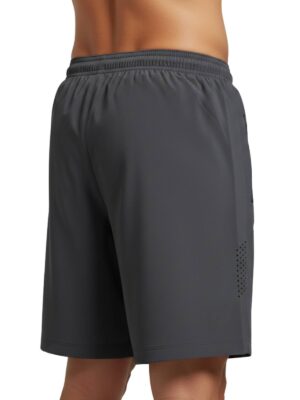 Running Shorts for Men Dark Grey Color – Quick Dry Sports Shorts for Gym | Jogging & Workout with Elastic Waist & Side Pockets with Zipper