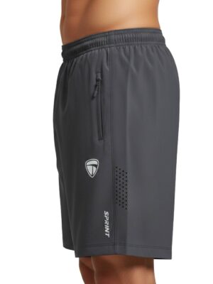 Running Shorts for Men Dark Grey Color – Quick Dry Sports Shorts for Gym | Jogging & Workout with Elastic Waist & Side Pockets with Zipper