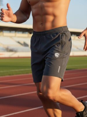 Running Shorts for Men Dark Grey Color – Quick Dry Sports Shorts for Gym | Jogging & Workout with Elastic Waist & Side Pockets with Zipper