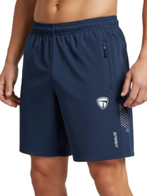 Men’s Performance Running Shorts Blue Color | Gym & Training Shorts with both Side Zipper Pockets | Lightweight Quick Dry & Breathable Fabric