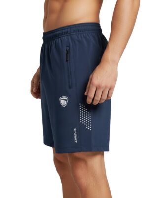 Men’s Performance Running Shorts Blue Color | Gym & Training Shorts with both Side Zipper Pockets | Lightweight Quick Dry & Breathable Fabric