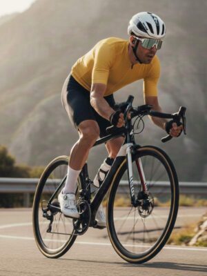 Cycling Jersey for Men Yellow Solid Color