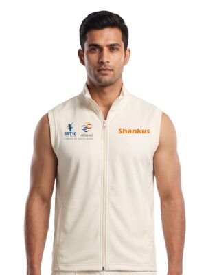 White Cricket Sleeveless Jacket | SRT10 Altevol Sports Academy