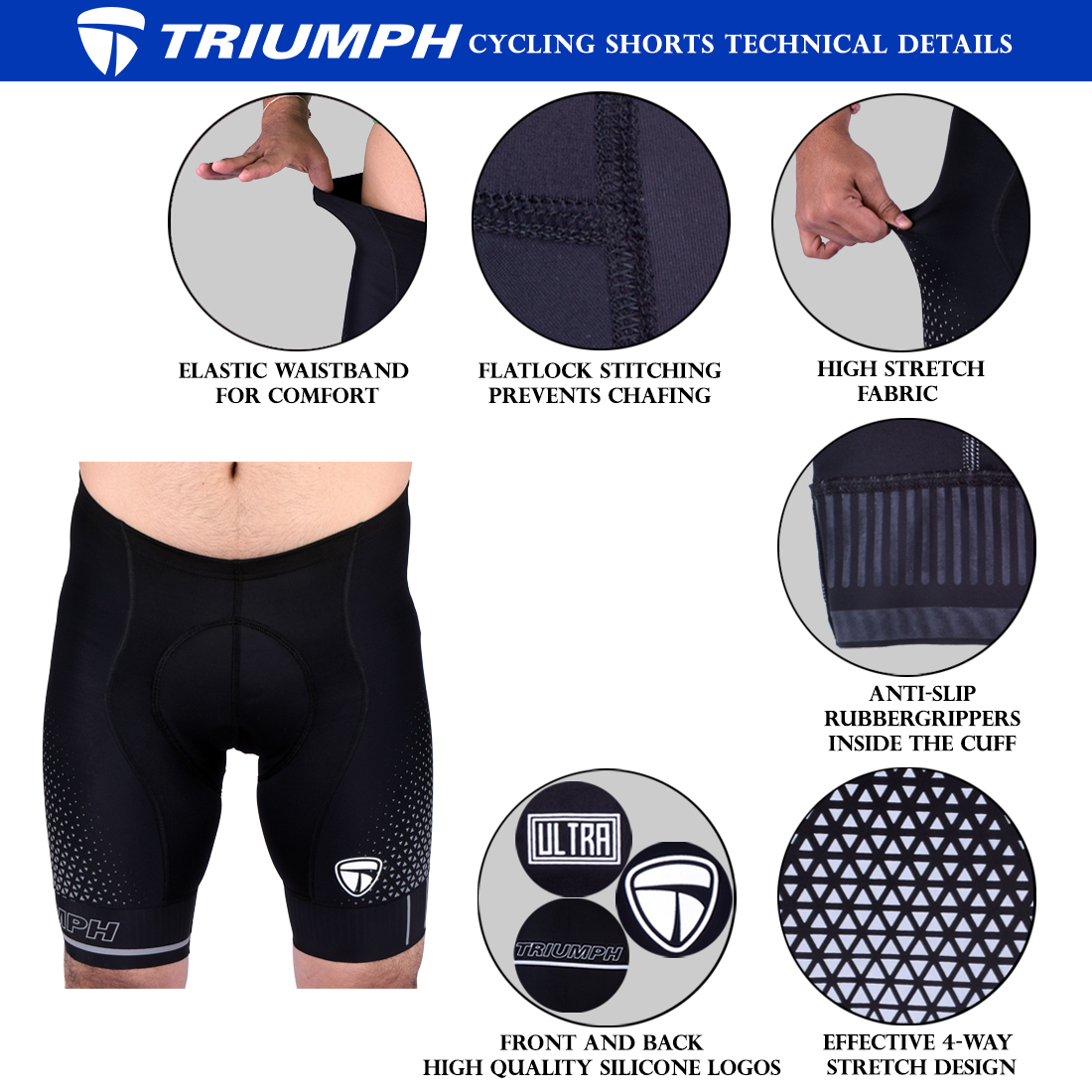 Men's Ultra Cycling Shorts Gel Padded Bicycle Half Pant Tights