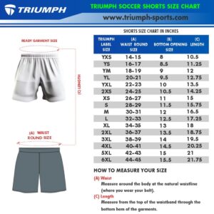 Soccer Shorts Size Chart for Men
