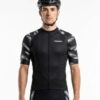 Men's Cycling Jersey Short Sleeve Black Grey Road Bike Shirt Full Zip