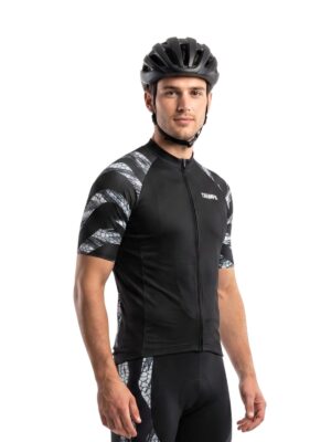 Men's Cycling Jersey Short Sleeve Black Grey Road Bike Shirt Full Zip