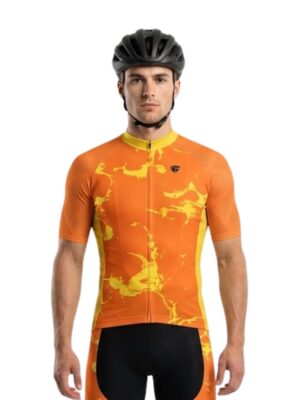 Men's Cycling Jersey Orange Yellow Bicycle Biking Bike Shirt