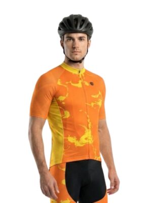 Men's Cycling Jersey Orange Yellow Bicycle Biking Bike Shirt