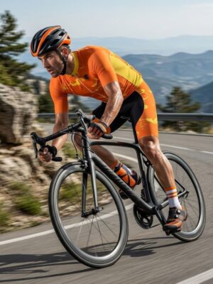 Men's Cycling Jersey Orange Yellow Bicycle Biking Bike Shirt