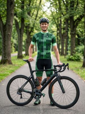 Men's Cycling Jersey with Zipper Pockets | Green Riding Bike Shirts