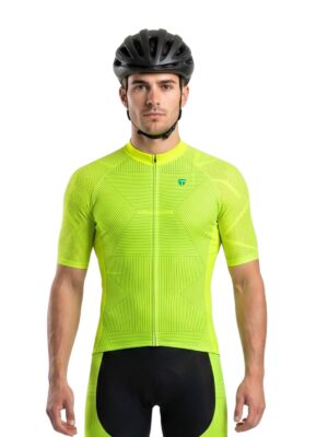 Men's Cycling Jersey Bicycle Biking Bike Shirt Riding Fluorescent Green Top