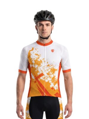 Cycling Jersey for Men White Orange Road Bike Bicycle Shirt Jerseys