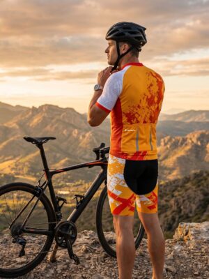Cycling Jersey for Men White Orange Road Bike Bicycle Shirt Jerseys
