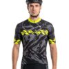 Mens Cycling Jersey with Pockets Black Yellow Short Sleeve Quick Dry Biking Shirts