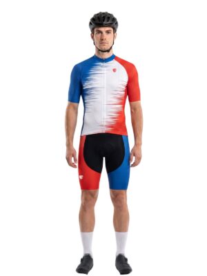 Cycling Set for Men | Blue Red White Jerseys Cycling Padded Shorts